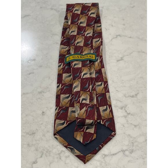 J. Garcia Men’s Luxurious Grateful Dead 100% Silk Career‎ Tie One Size Gray Red - Picture 2 of 3